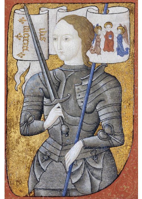Jeanne d'Arc (Historiated initial depicting Joan of Arc from Archives Nationales, Paris, AE II 2490, poss. 15th cent)